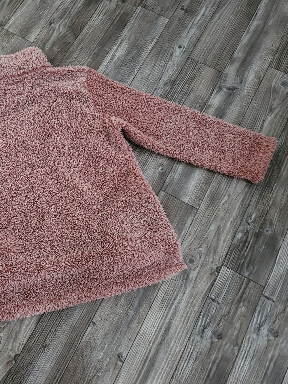 Sherpa Fleece Quarter-Zip Pullover XL Pink Oversized Style - Picture 10 of 12